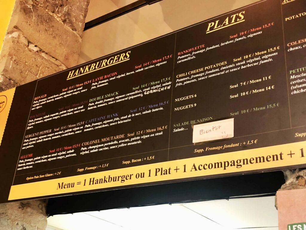 best vegan burger in paris and lyon Hank Burger vegan restaurant menu