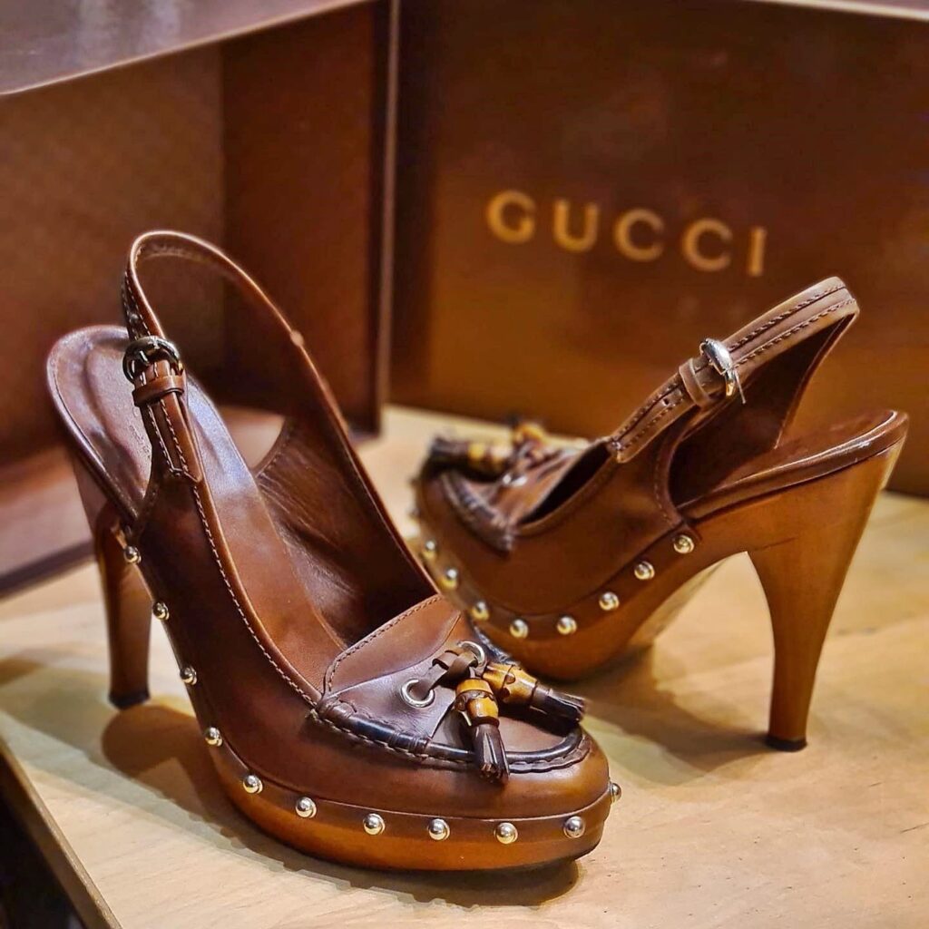 Alternative vintage lux and luxury second-hand store shopping in Montpellier South of France vintage gucci shoes