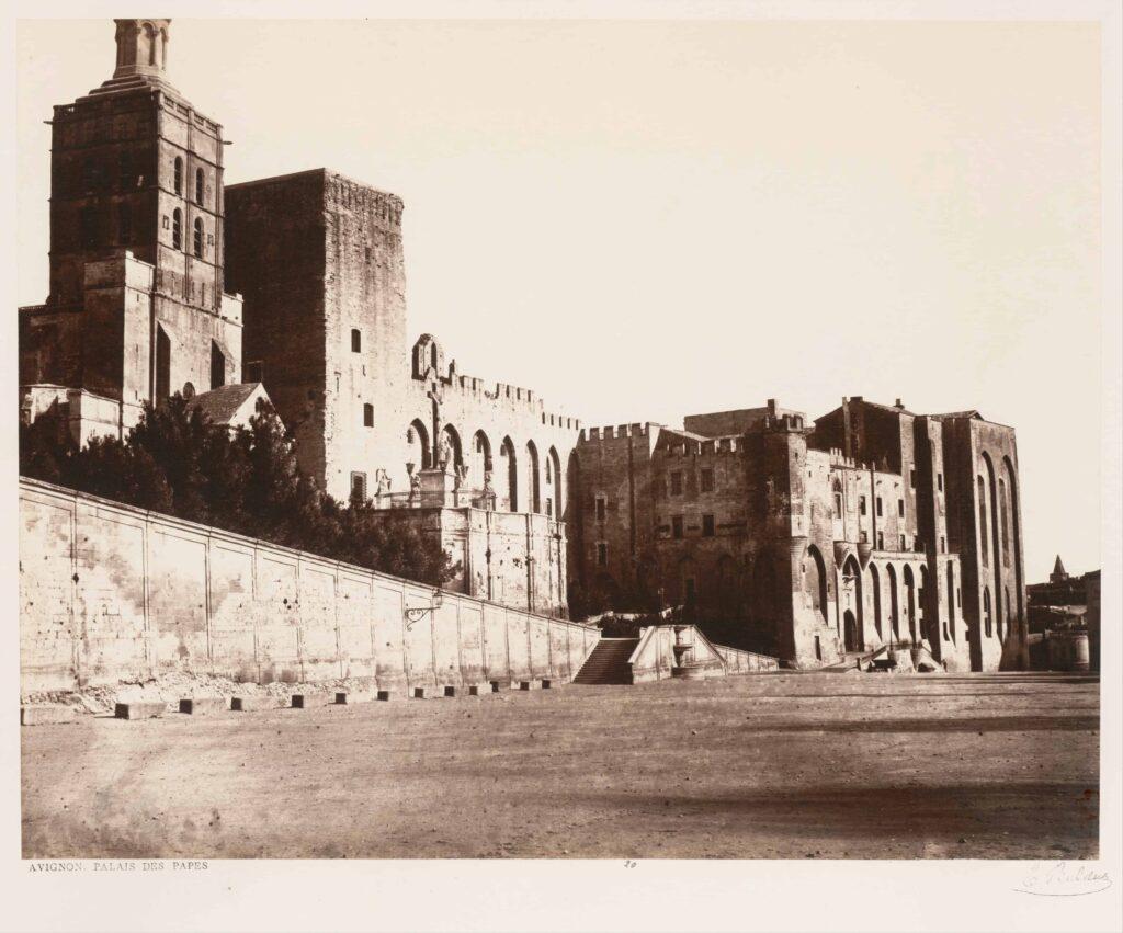 historical photograph of palace of the popes in avignon