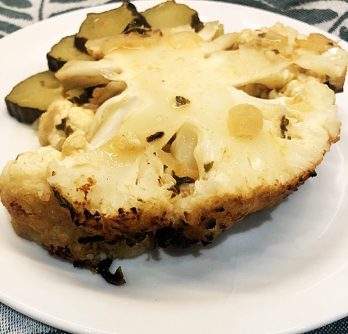 Best Vegan Carved Whole Roasted Cauliflower serving Recipe