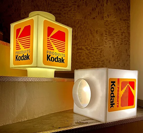 best Vintage and antique thrift stores in the south of France Montpellier with interior decor ideas Kodak advertising light boxes from the 1970's