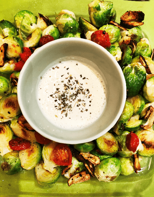 vegan yogurt brussel  roasted sprouts recipe