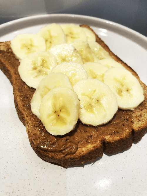 vegan snack idea almond butter banana toast