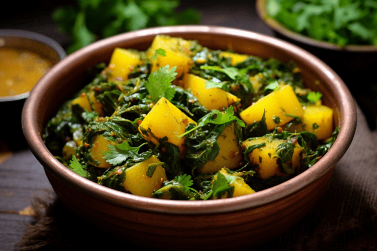 aloo methi vegan indian dish