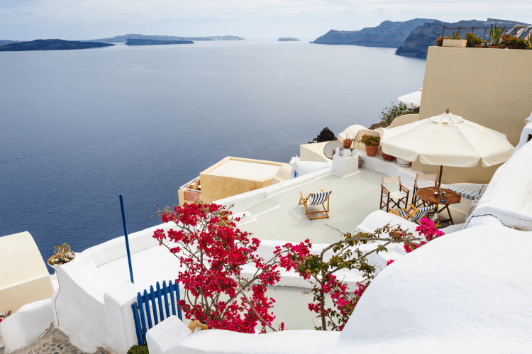 santorini hotel view on the sea